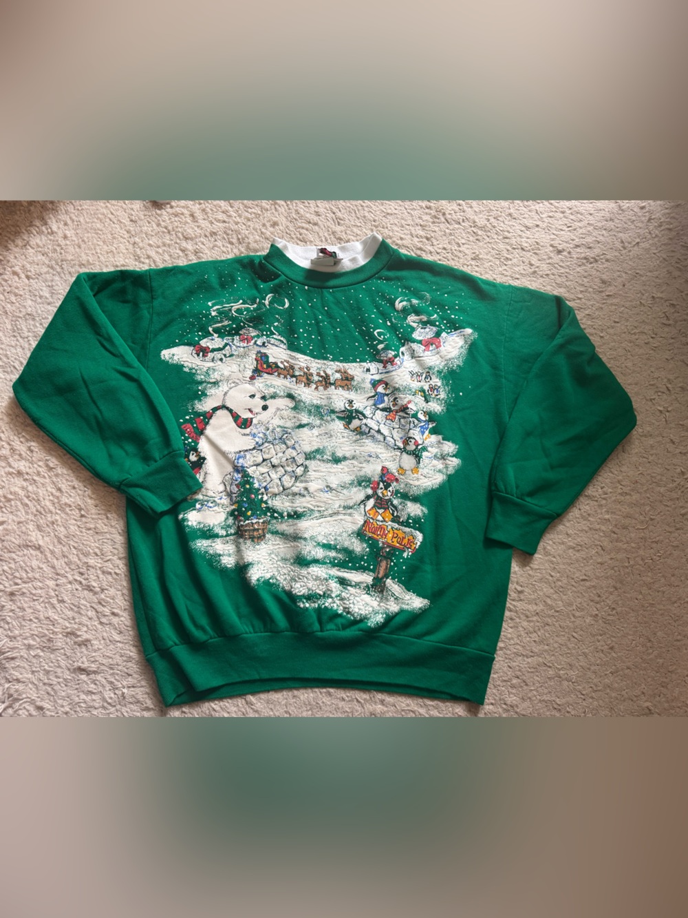 Vtg holiday North Pole pullover